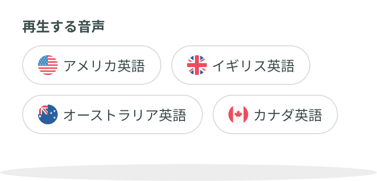 4カ国語音声対応 - アメリカ英語・イギリス英語・オーストラリア英語・カナダ英語の4カ国語の音声に対応
